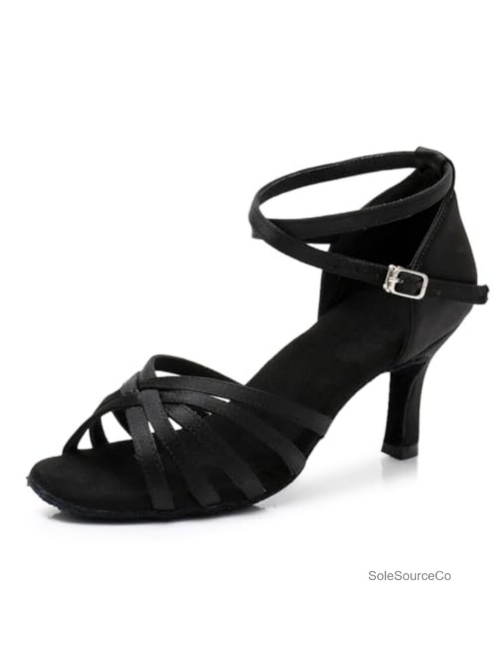 Women's Satin Dance Shoes Adjustable Ankle Strap Peep Toe Ballroom Latin Salsa